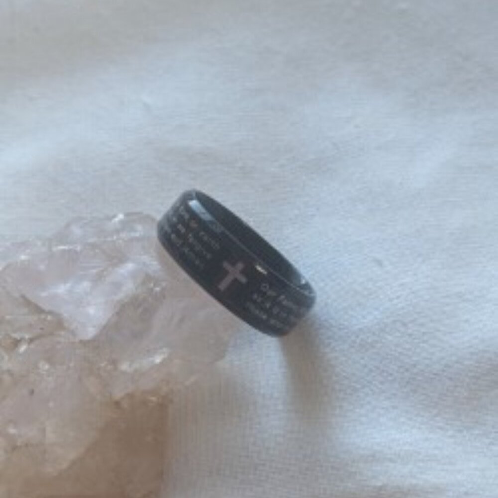 Black Stainless Steel Ring - The Lord's Prayer
